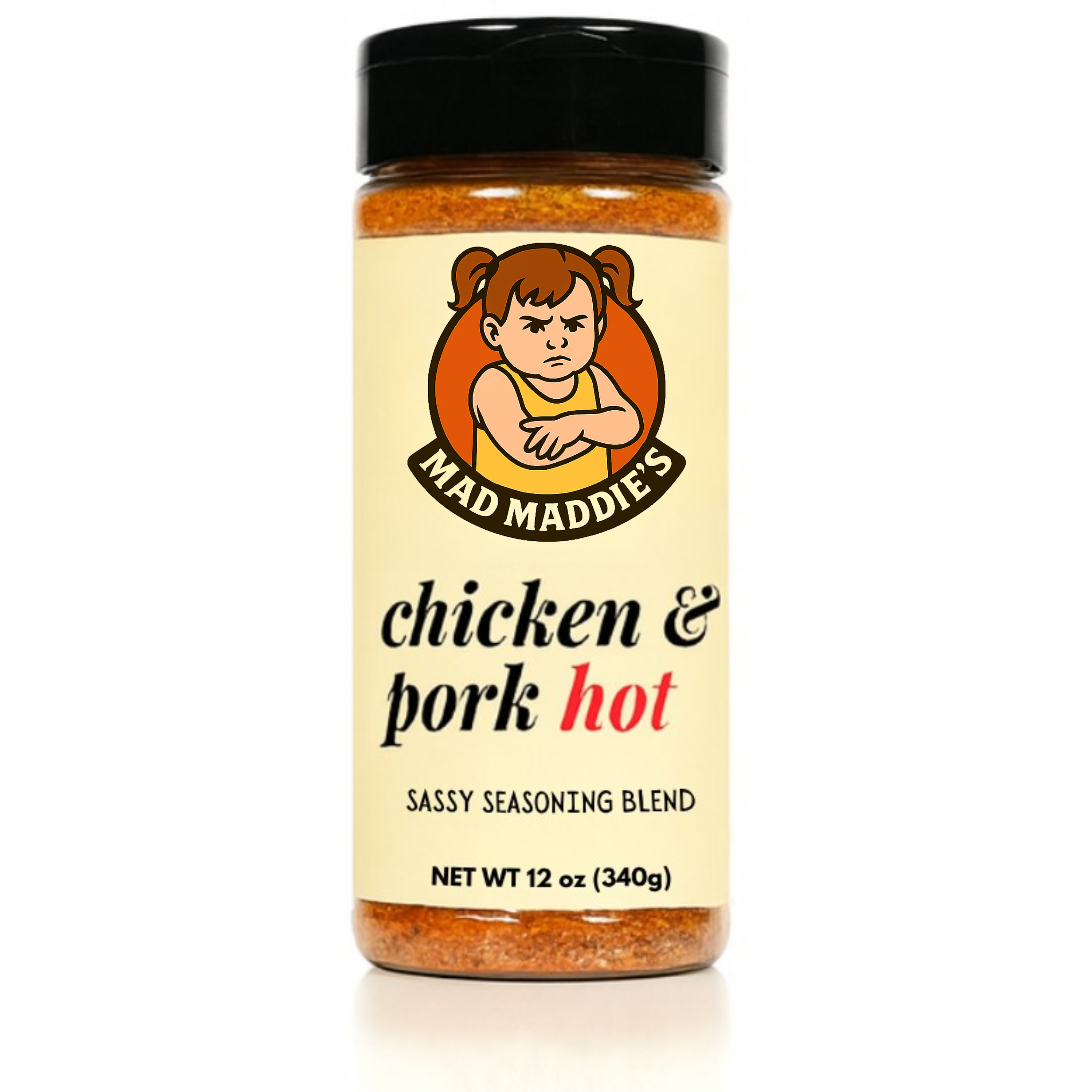 Mad Maddie’s Chicken & Pork Hot – Sassy Seasoning Blend - 12oz Bottle
